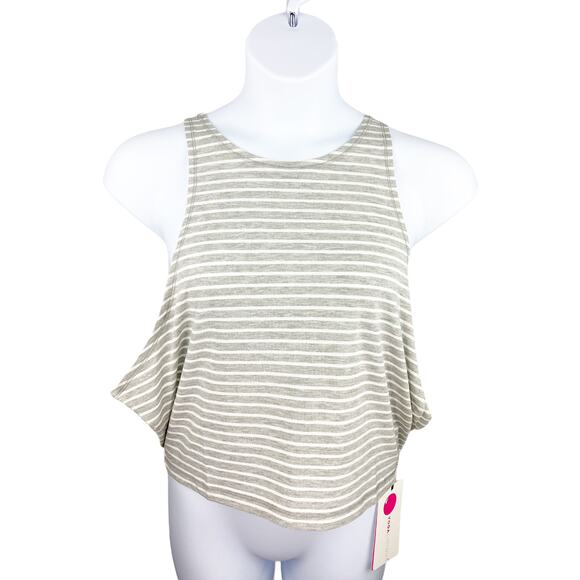 Yogalicious Slit Back Tank Gray White Stripe XL - Picture 1 of 6